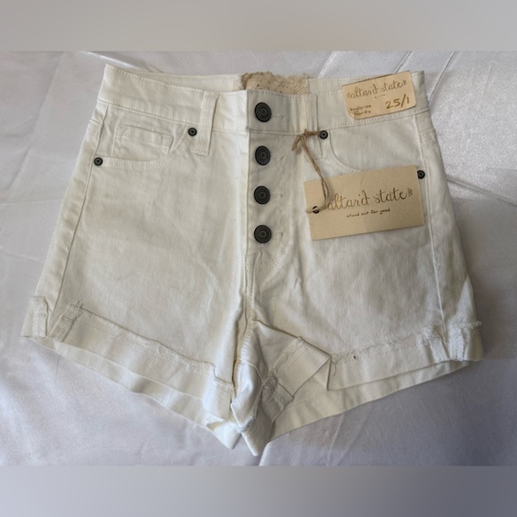Altar'd State Pants - Altar'd State NWT White High-Rise Button Front Denim Shorts